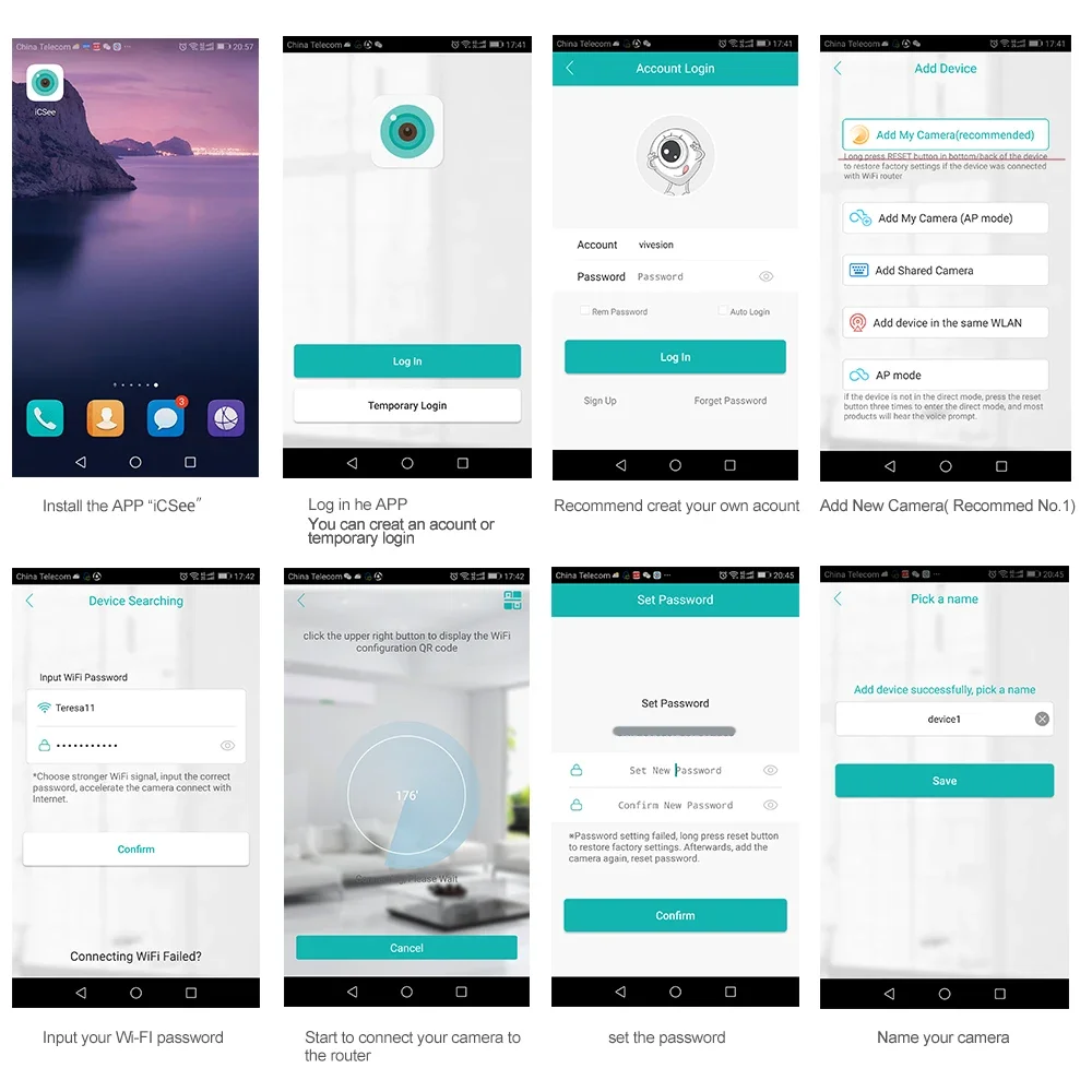 ICSEE Mini Wifi Camera FHD 3MP Color Night Vision Two Way Audio Auto Tracking Indoor Use Baby Monitor Wireless Security Camera