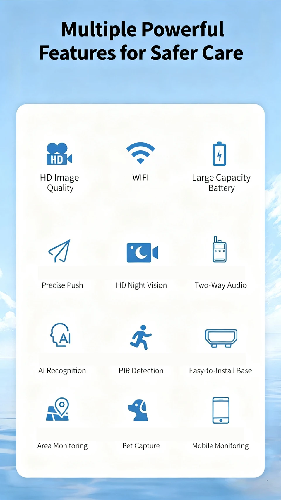 4MP Outdoor Security Camera Rechargeable Battery WiFi Night Vision Two-Way Audio Home Baby Monitor