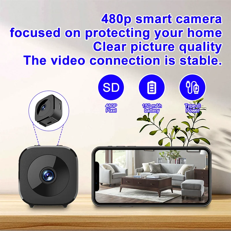 Wireless Mini Camera HD Portable Smart Wireless WiFi Camera Smal IP Camera for Home Security Surveillance Camera Baby Monitor