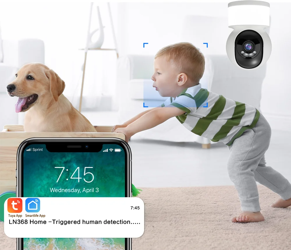 5MP Tuya Smartlife Indoor Camera HD Color Night Vision Lighting Wireless WiFi Home Baby Monitor AI Human Tracking Two-Way Audio