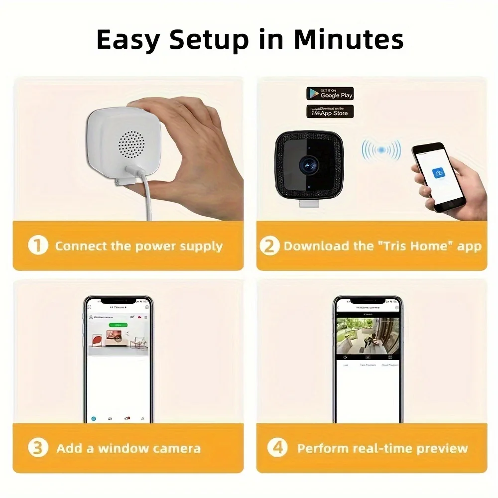 1080P Window WiFi Camera Two-Way Audio Full Color Night Vision Indoor Home Security Baby Monitor Through Window Camera