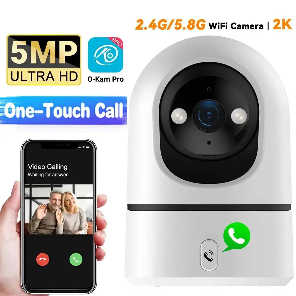 O-Kam Pro 5MP 2.4G/5G WiFi Indoor Baby Monitor Security Camera | One-Touch Call | Color Night Vision | Human Tracking | 355° PTZ