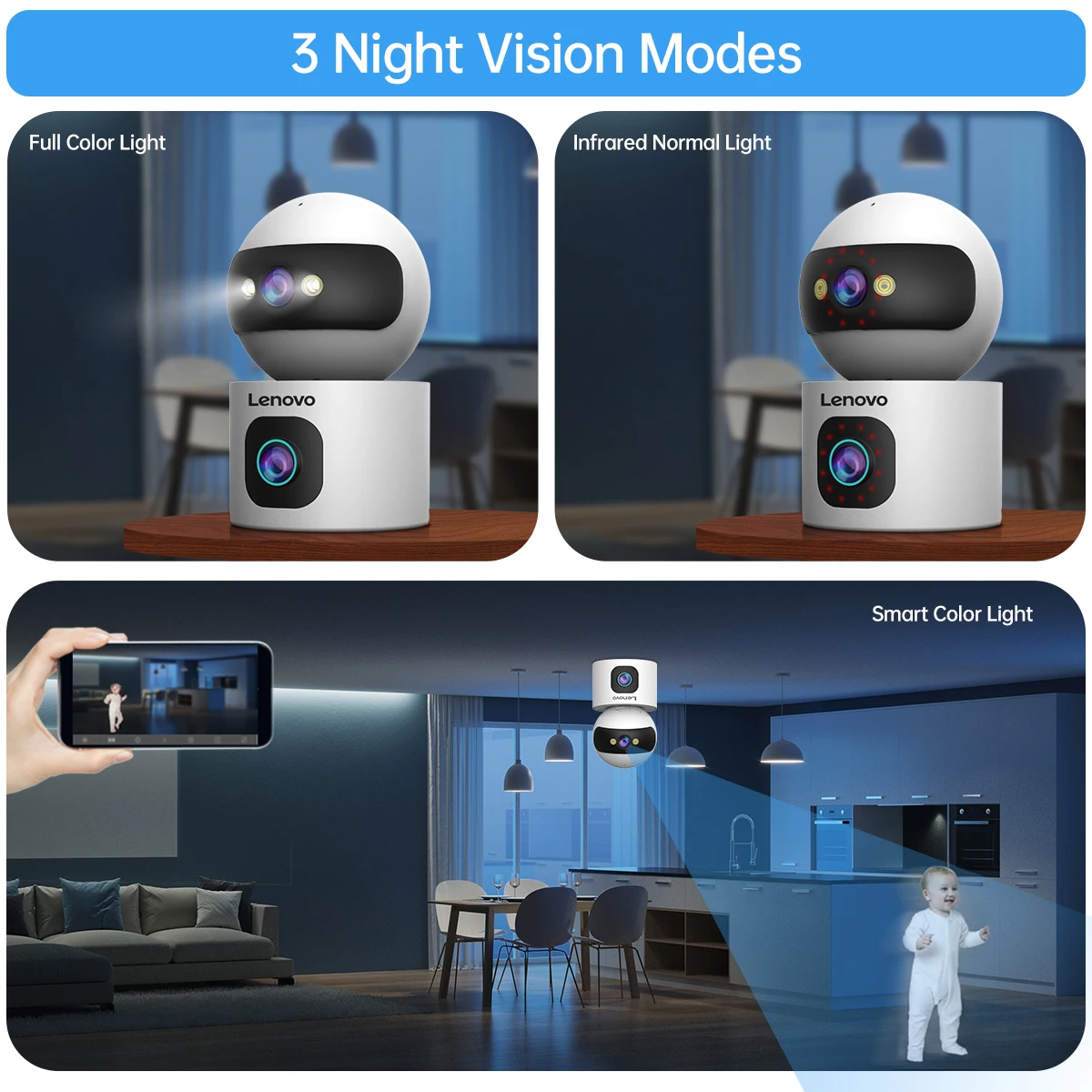 Lenovo 6MP IP Camera 5G WiFi Dual Lens Smart Home Auto Tracking 2-Way Talk Wireless Surveillance Camera Security Baby Monitor