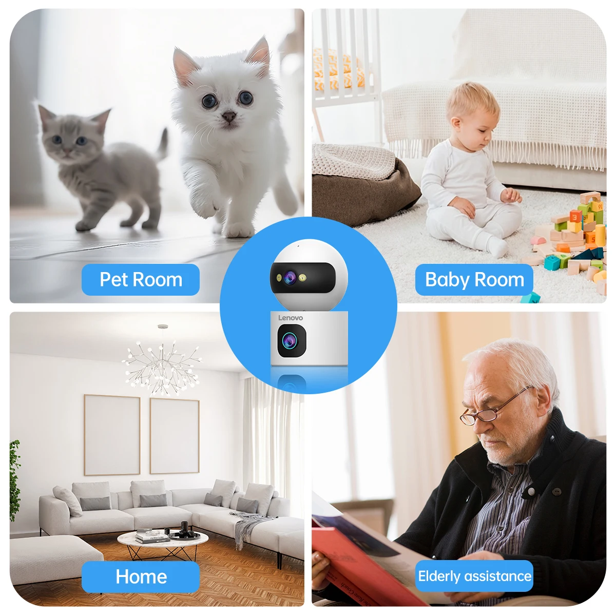 Lenovo 6MP IP Camera 5G WiFi Dual Lens Smart Home Auto Tracking 2-Way Talk Wireless Surveillance Camera Security Baby Monitor