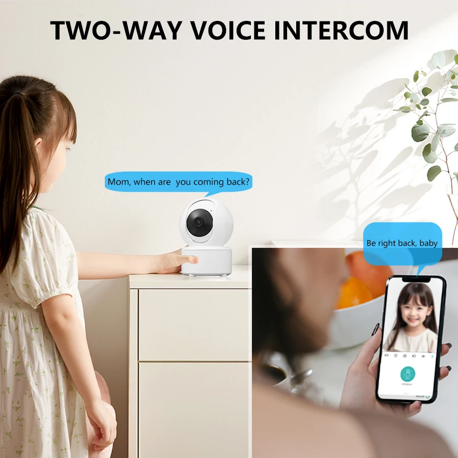 BERRY IOT 3MP WiFi Monitoring Camera Baby Monitor PTZ Indoor Security Camera CCTV Voice Intercom Night Vision Capability ICSEE
