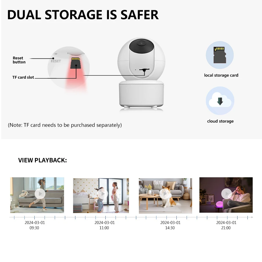 BERRY IOT 3MP WiFi Monitoring Camera Baby Monitor PTZ Indoor Security Camera CCTV Voice Intercom Night Vision Capability ICSEE