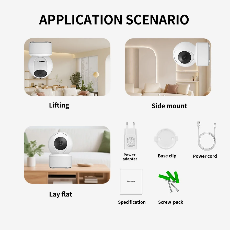 BERRY IOT 3MP WiFi Monitoring Camera Baby Monitor PTZ Indoor Security Camera CCTV Voice Intercom Night Vision Capability ICSEE