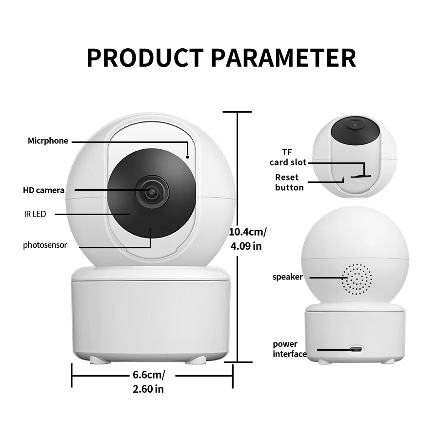 BERRY IOT 3MP WiFi Monitoring Camera Baby Monitor PTZ Indoor Security Camera CCTV Voice Intercom Night Vision Capability ICSEE