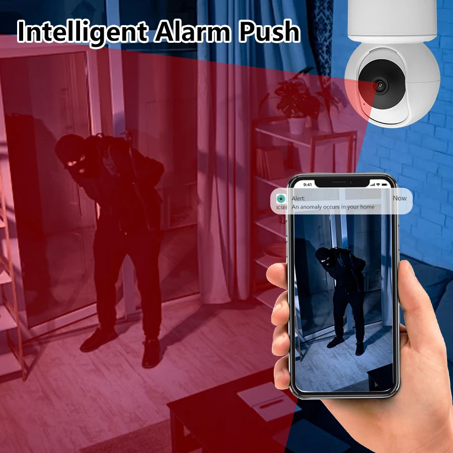 BERRY IOT 3MP WiFi Monitoring Camera Baby Monitor PTZ Indoor Security Camera CCTV Voice Intercom Night Vision Capability ICSEE