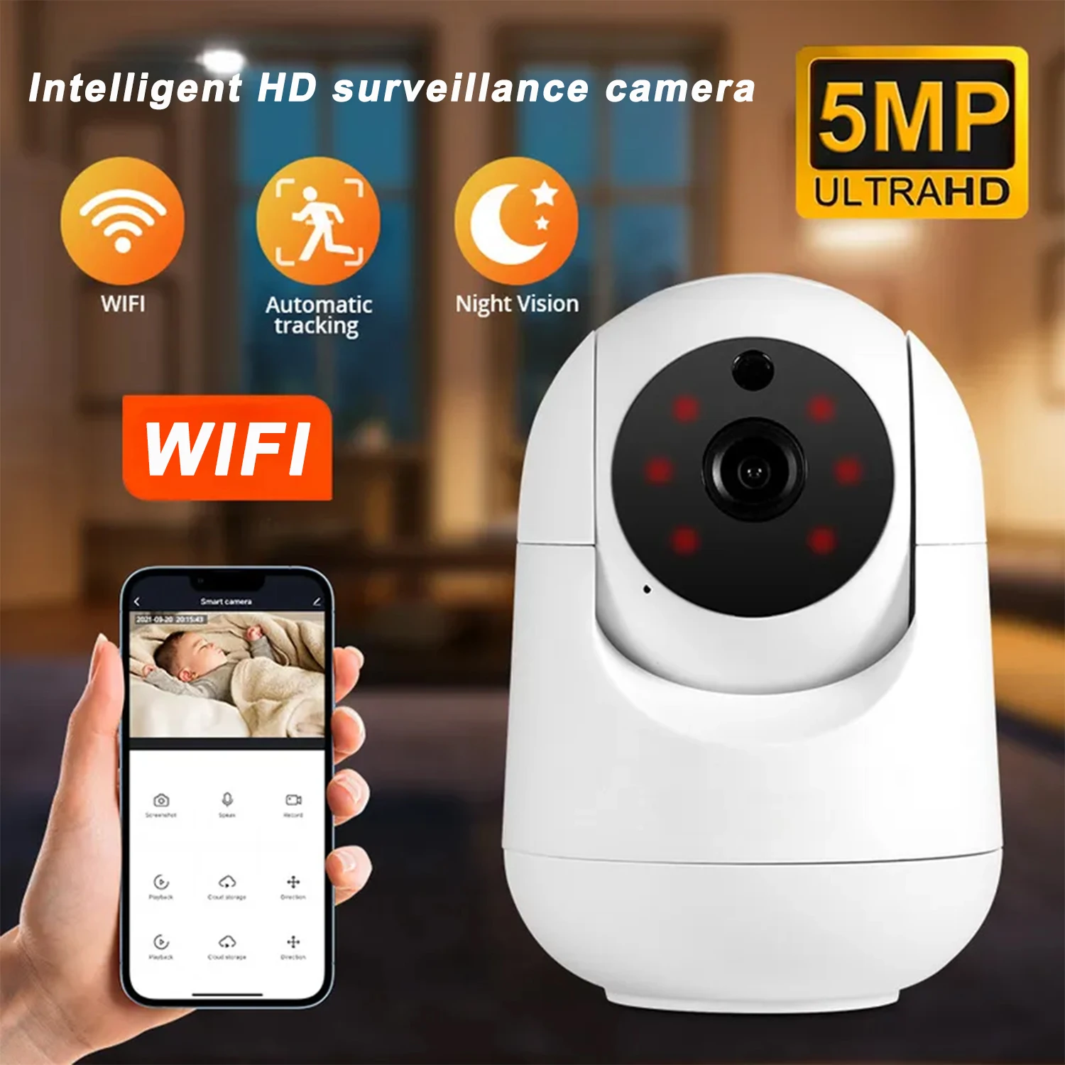 8MP WiFi Camera Smart Home Indoor Wireless IP Surveillance Camera AI Detect Automatic Tracking Security Baby Monitor