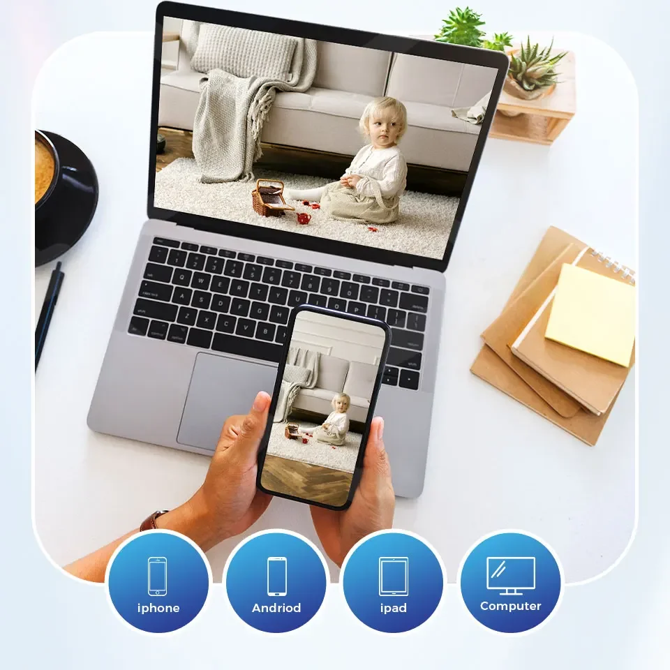 8MP WiFi Camera Smart Home Indoor Wireless IP Surveillance Camera AI Detect Automatic Tracking Security Baby Monitor