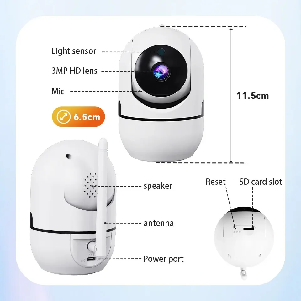 8MP WiFi Camera Smart Home Indoor Wireless IP Surveillance Camera AI Detect Automatic Tracking Security Baby Monitor