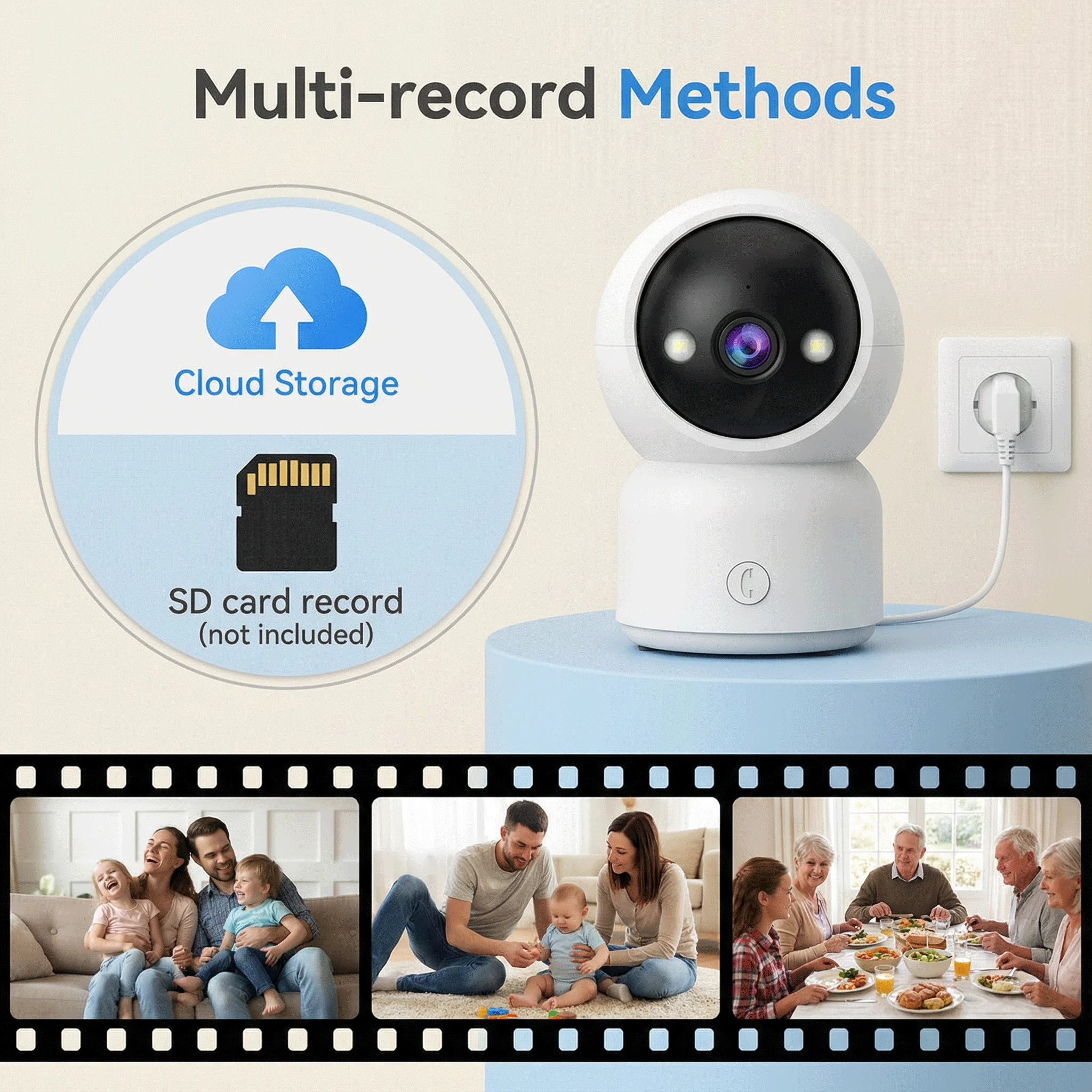 5MP Video PTZ Camera With One-Click Call Button Auto Tracking Full Color Night Vision Home Security Monitor for Elderly & Baby