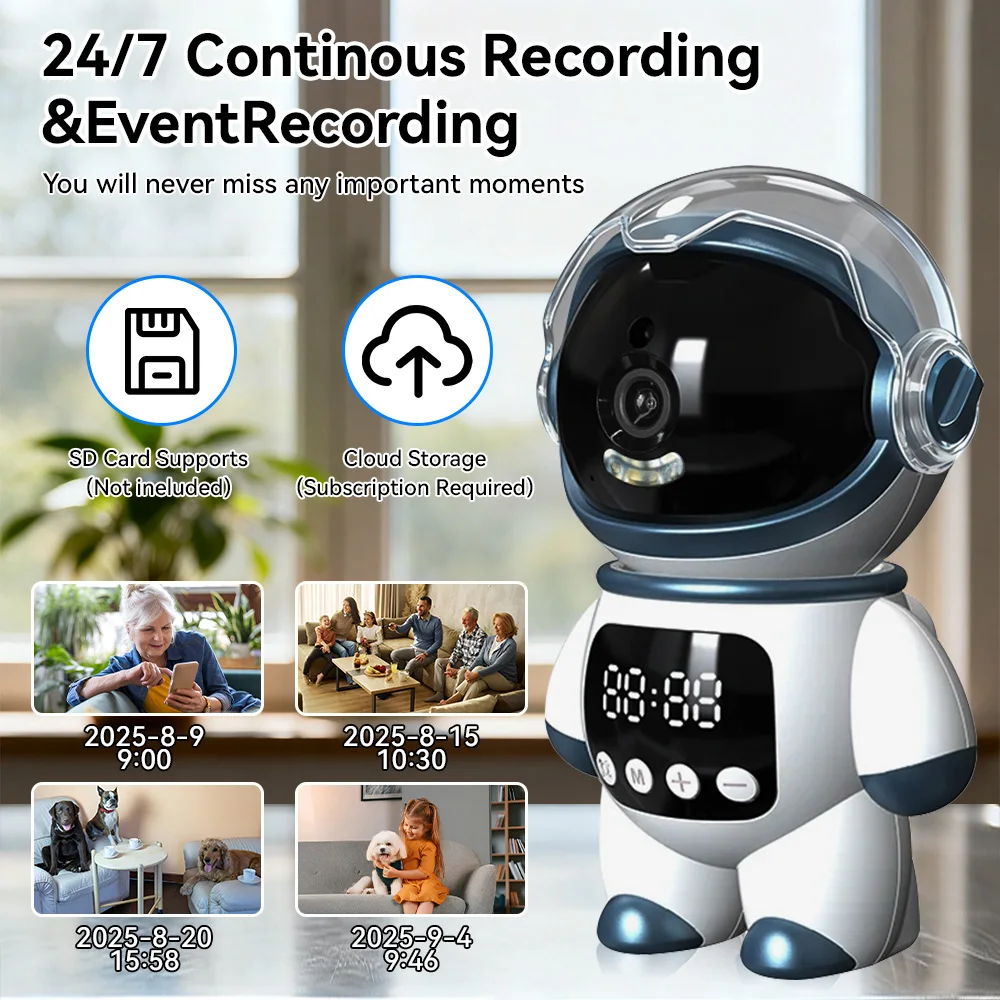 Tuya Smart Astronaut Wireless IP PTZ Camera 5MP WiFi Indoor Robot Baby Monitor Two Way Audio Motion Detection Video Robot Webcam