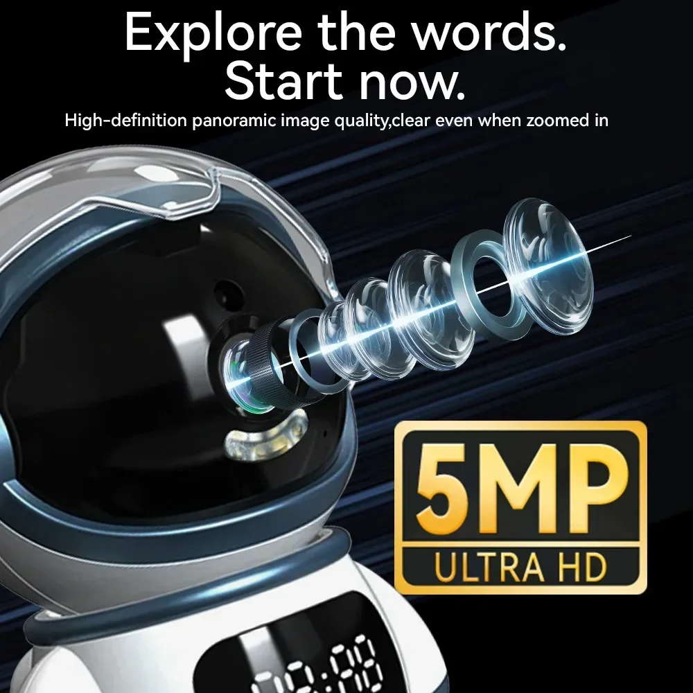Tuya Smart Astronaut Wireless IP PTZ Camera 5MP WiFi Indoor Robot Baby Monitor Two Way Audio Motion Detection Video Robot Webcam