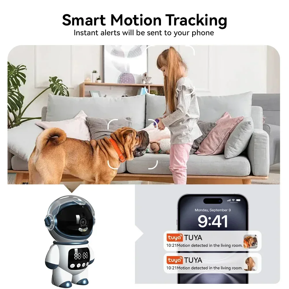 Tuya Smart Astronaut Wireless IP PTZ Camera 5MP WiFi Indoor Robot Baby Monitor Two Way Audio Motion Detection Video Robot Webcam