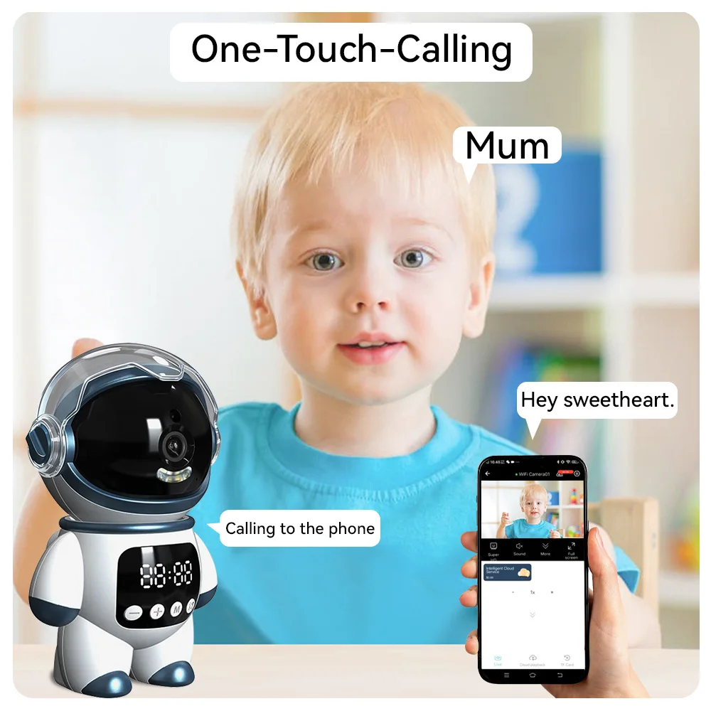 Tuya Smart Astronaut Wireless IP PTZ Camera 5MP WiFi Indoor Robot Baby Monitor Two Way Audio Motion Detection Video Robot Webcam