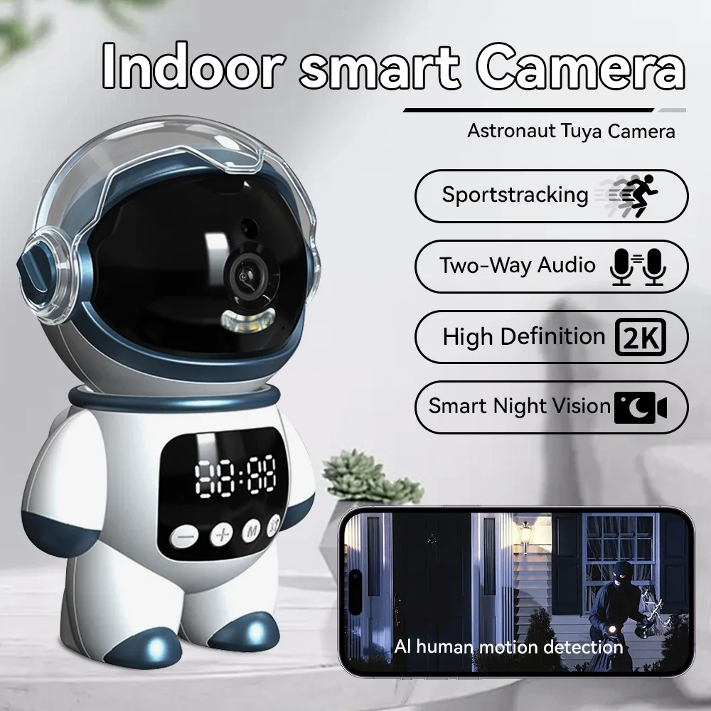Tuya Smart Astronaut Wireless IP PTZ Camera 5MP WiFi Indoor Robot Baby Monitor Two Way Audio Motion Detection Video Robot Webcam