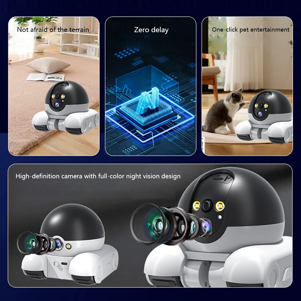 WIFI Dual Lens Robot Camera Dual Screen Monitoring 1080P HD AI Security Surveillance Camera Auto Tracking Baby Pets Monitor