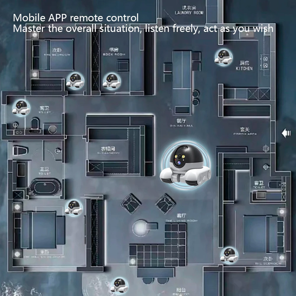 WIFI Dual Lens Robot Camera Dual Screen Monitoring 1080P HD AI Security Surveillance Camera Auto Tracking Baby Pets Monitor