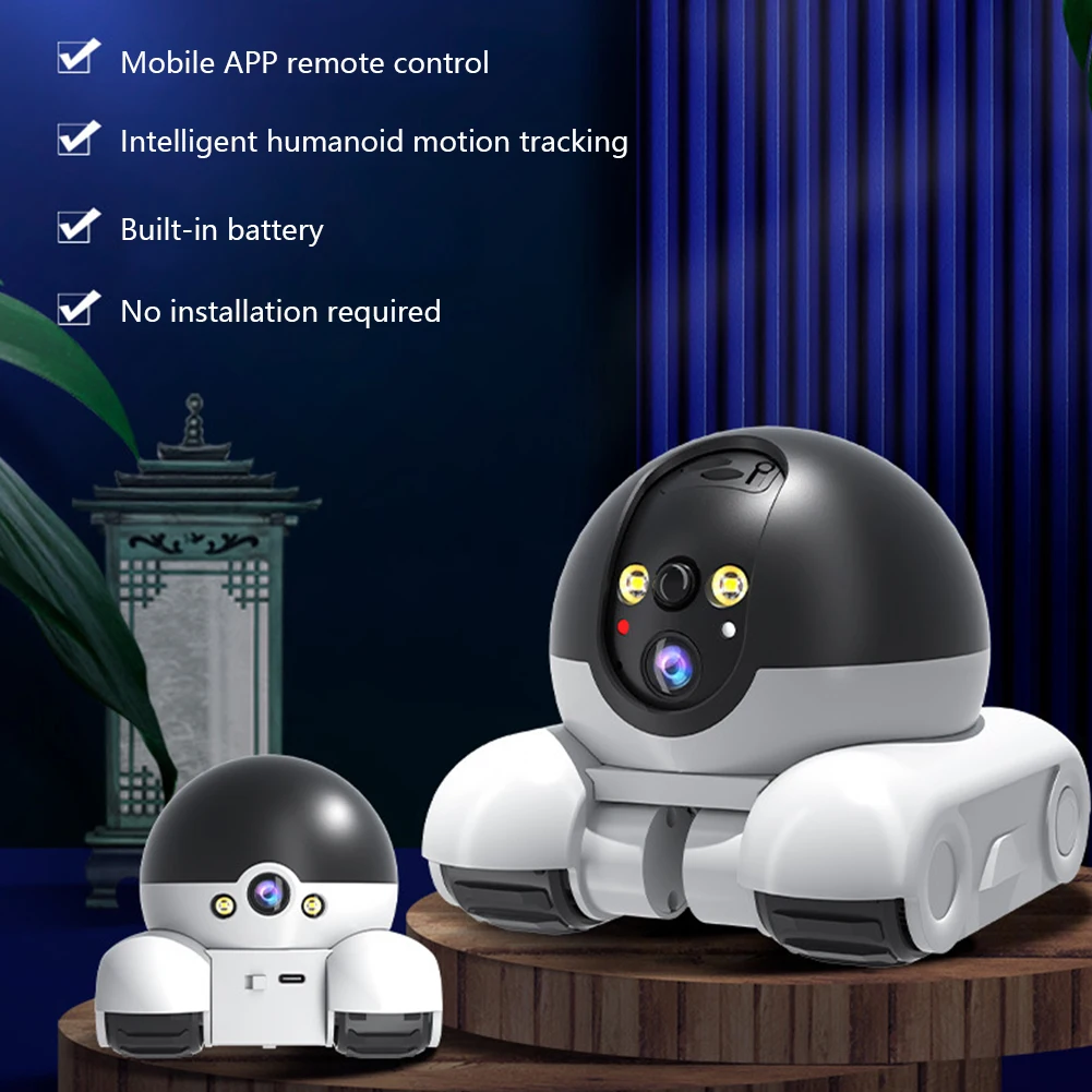 WIFI Dual Lens Robot Camera Dual Screen Monitoring 1080P HD AI Security Surveillance Camera Auto Tracking Baby Pets Monitor