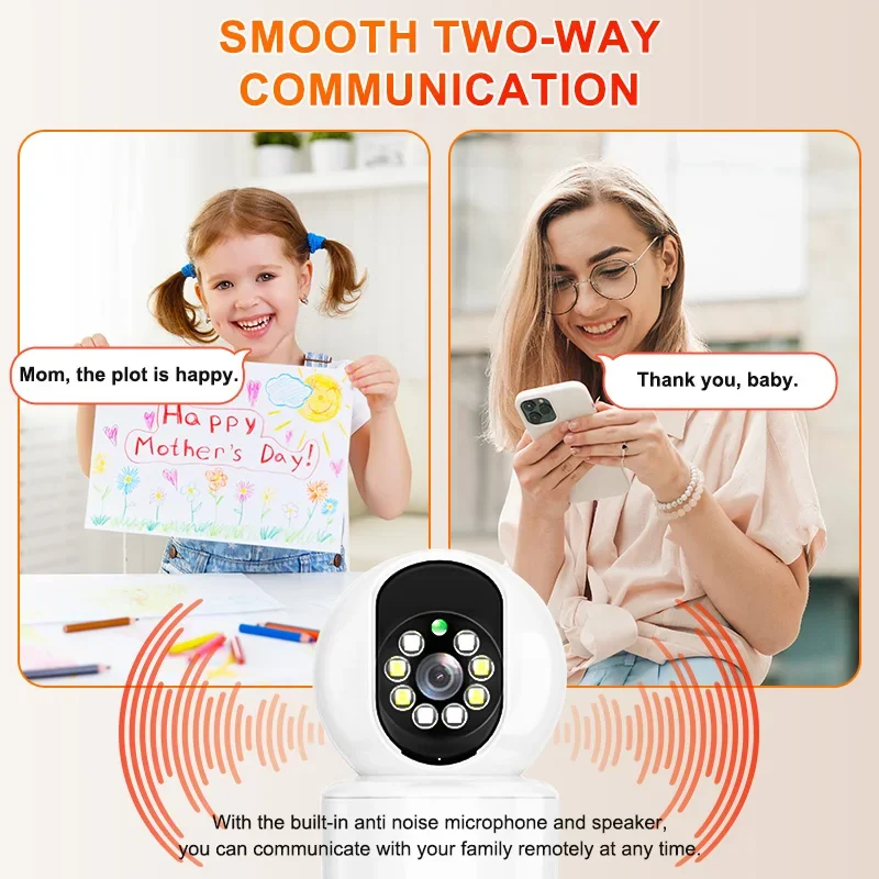 Smart Camera 2K Security Protection Wifi Surveillance Indoor Baby Night Vision 360° Pan & Tilt 2-Way Audio
