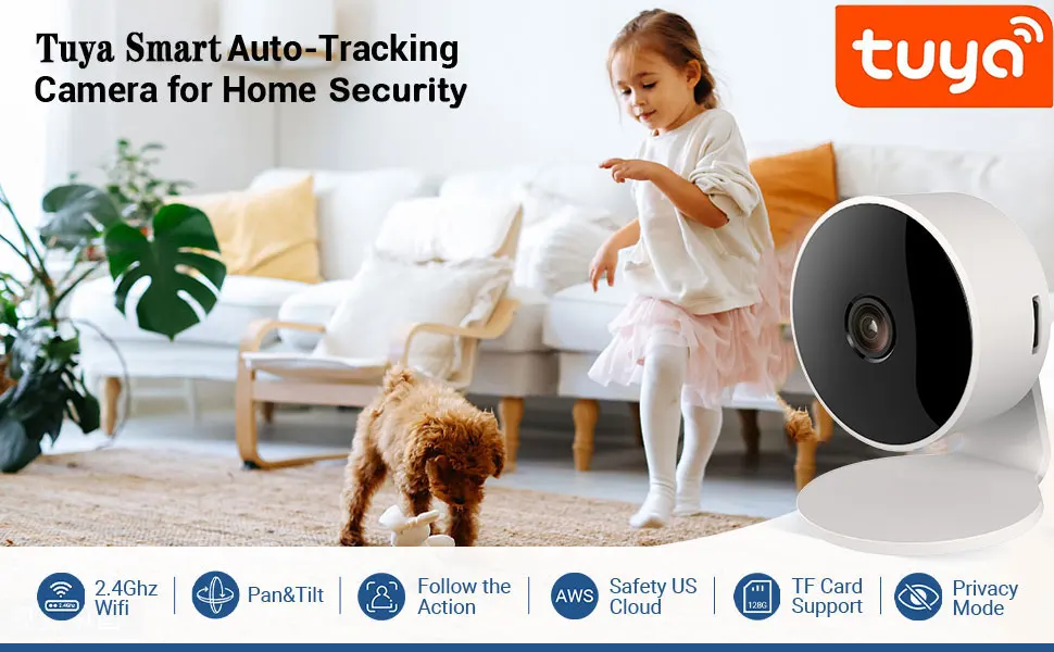 Tuya Smart 5MP Wifi Smart Home Security Camera 2K HD Indoor Infrared Night Vision with AI Motion Tracking for Baby & Pet Monitor
