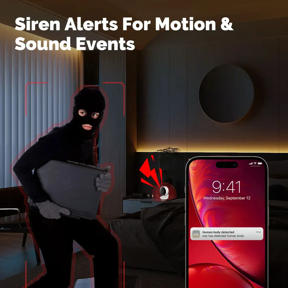 Tuya Smart 5MP Wifi Smart Home Security Camera 2K HD Indoor Infrared Night Vision with AI Motion Tracking for Baby & Pet Monitor