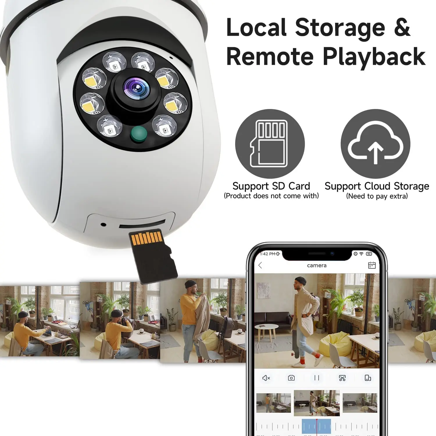 WiFi IP Camera E27 Bulb Camera 1080P Wireless Baby Monitor AI Auto Tracking Security Video Surveillance Pet Camera Indoor