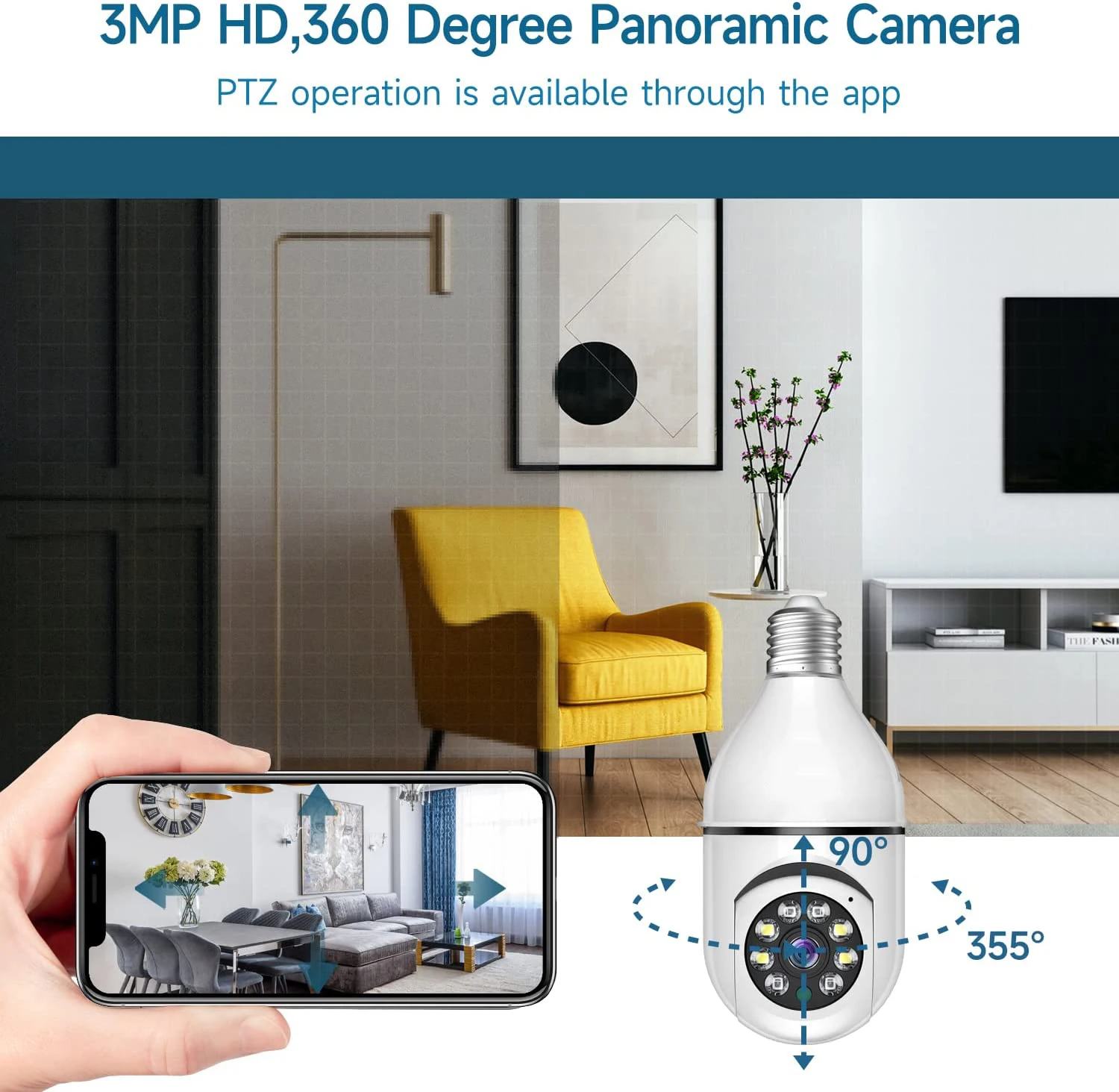 WiFi IP Camera E27 Bulb Camera 1080P Wireless Baby Monitor AI Auto Tracking Security Video Surveillance Pet Camera Indoor