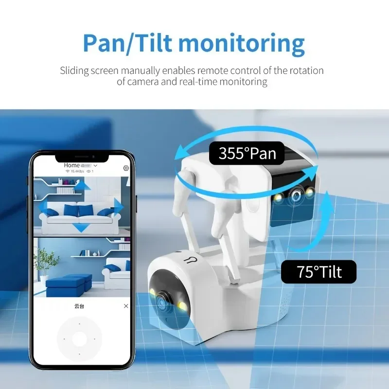 Wifi Security Camera Indoor Dual Lens HD Baby Monitor Smart Home Surveillance Robot PTZ Camera Auto Tracking Night Vision Pet Mo