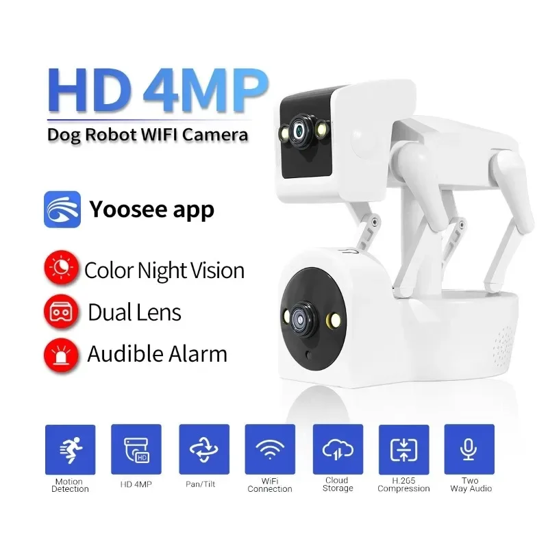 Wifi Security Camera Indoor Dual Lens HD Baby Monitor Smart Home Surveillance Robot PTZ Camera Auto Tracking Night Vision Pet Mo