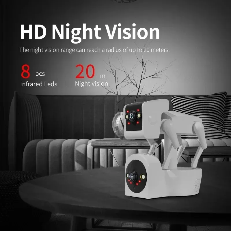 Wifi Security Camera Indoor Dual Lens HD Baby Monitor Smart Home Surveillance Robot PTZ Camera Auto Tracking Night Vision Pet Mo
