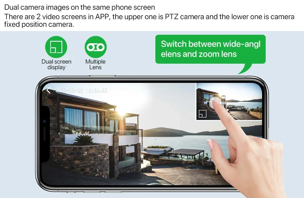 Tuya  4K 8MP HD WiFi Camera Indoor  Dual Screen Baby Monitor Color Night Vision Camera  PTZ Auto Tracking Home Security Camera