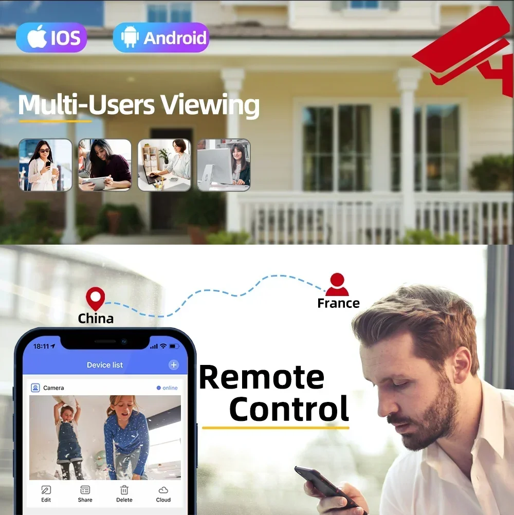 Tuya  4K 8MP HD WiFi Camera Indoor  Dual Screen Baby Monitor Color Night Vision Camera  PTZ Auto Tracking Home Security Camera