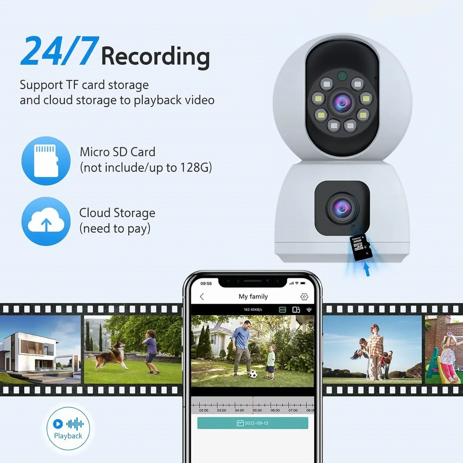 Tuya  4K 8MP HD WiFi Camera Indoor  Dual Screen Baby Monitor Color Night Vision Camera  PTZ Auto Tracking Home Security Camera