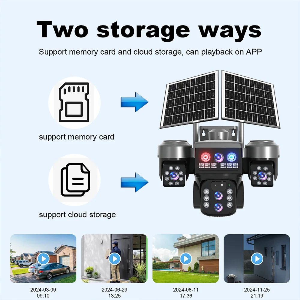 V380 4G Outdoor Solar Surveillance Camera-Optical Zoom Home Surveillance Cameras for Night Vision