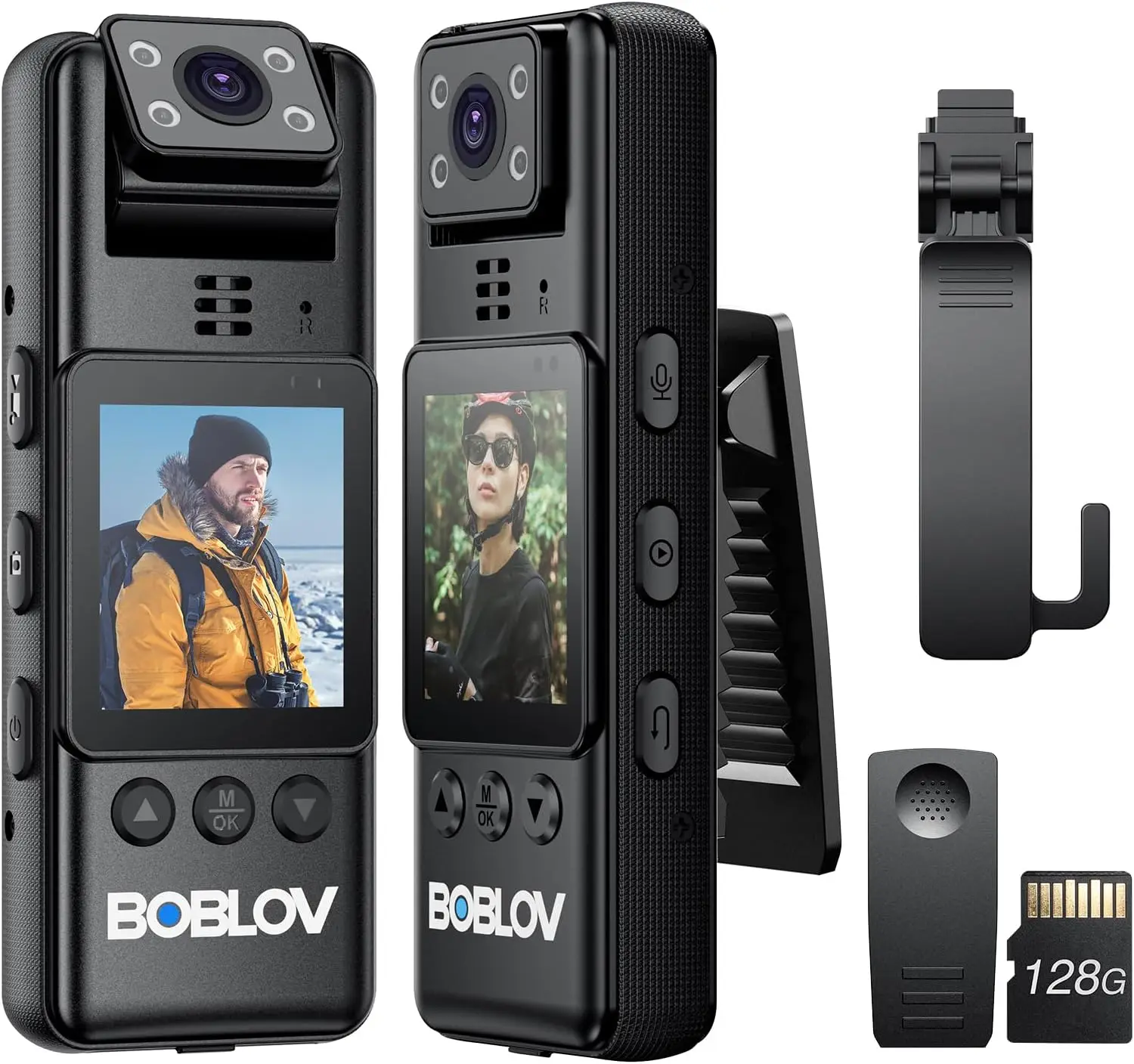 BOBLOV A23 Body Camera 64GB 1080P HD with Night Vision, 180° Rotatable Lens & 2200mAh Battery (9Hrs) for Security, Outdoor