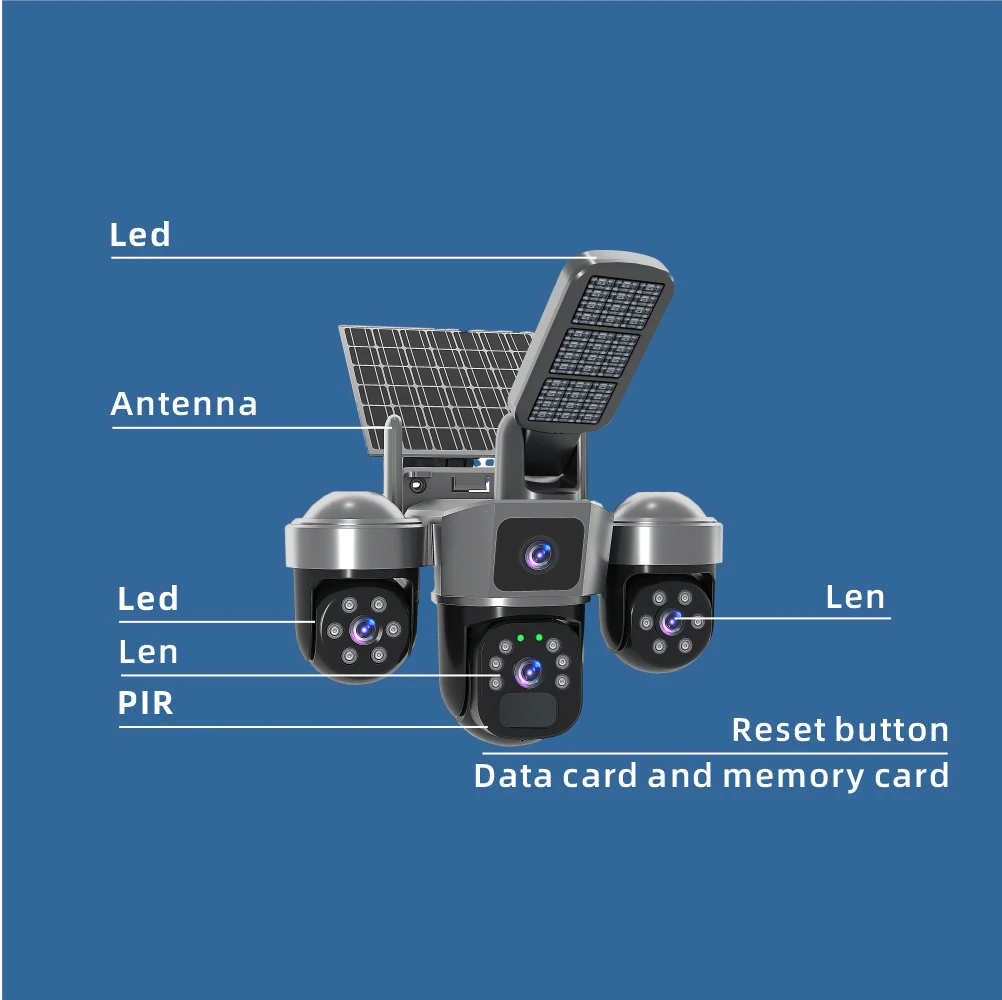 15MP WIFI IP Camera Outdoor Solar Wireless Camera Auto Tracking Security Protection CCTV Surveillance V380 Outdoor Solar lights