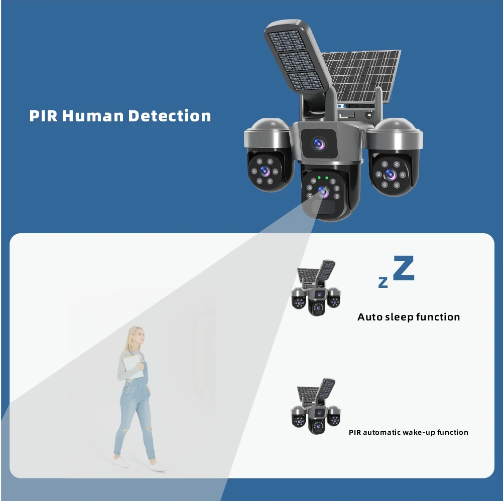 15MP WIFI IP Camera Outdoor Solar Wireless Camera Auto Tracking Security Protection CCTV Surveillance V380 Outdoor Solar lights