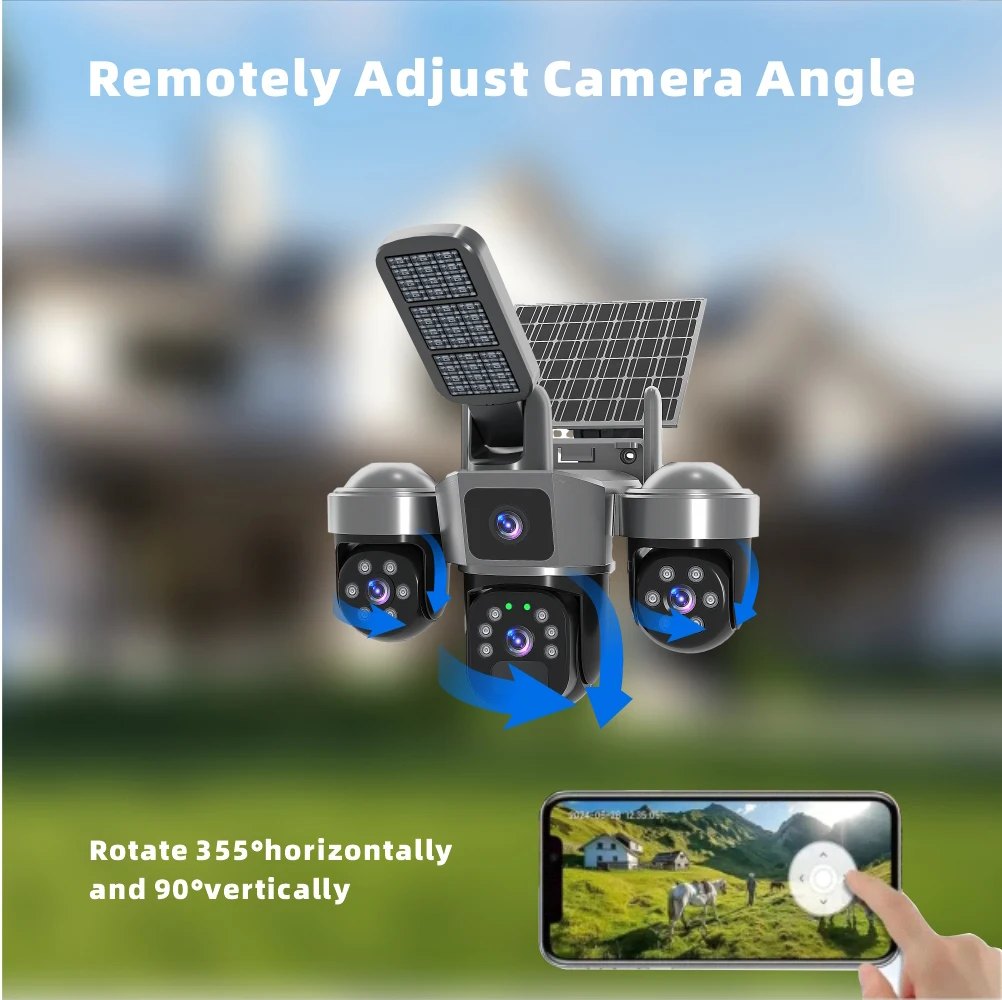 15MP WIFI IP Camera Outdoor Solar Wireless Camera Auto Tracking Security Protection CCTV Surveillance V380 Outdoor Solar lights