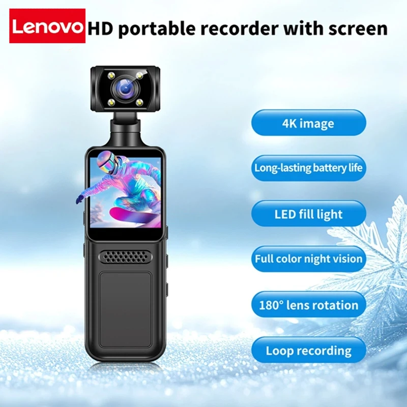 Lenovo Mini New Camera 8K HD Handheld Portable Digital Video Recorder Professional Anti Shake Camera Night Vision Action Camera