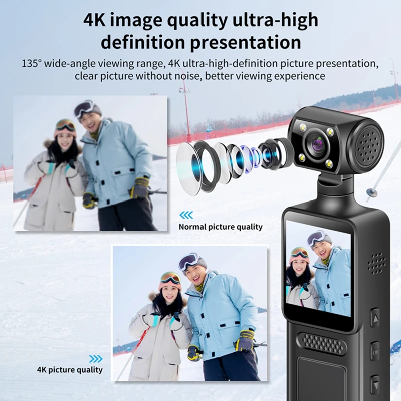 Lenovo Mini New Camera 8K HD Handheld Portable Digital Video Recorder Professional Anti Shake Camera Night Vision Action Camera