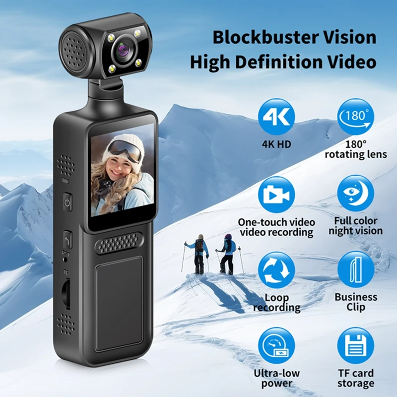 Lenovo Mini New Camera 8K HD Handheld Portable Digital Video Recorder Professional Anti Shake Camera Night Vision Action Camera