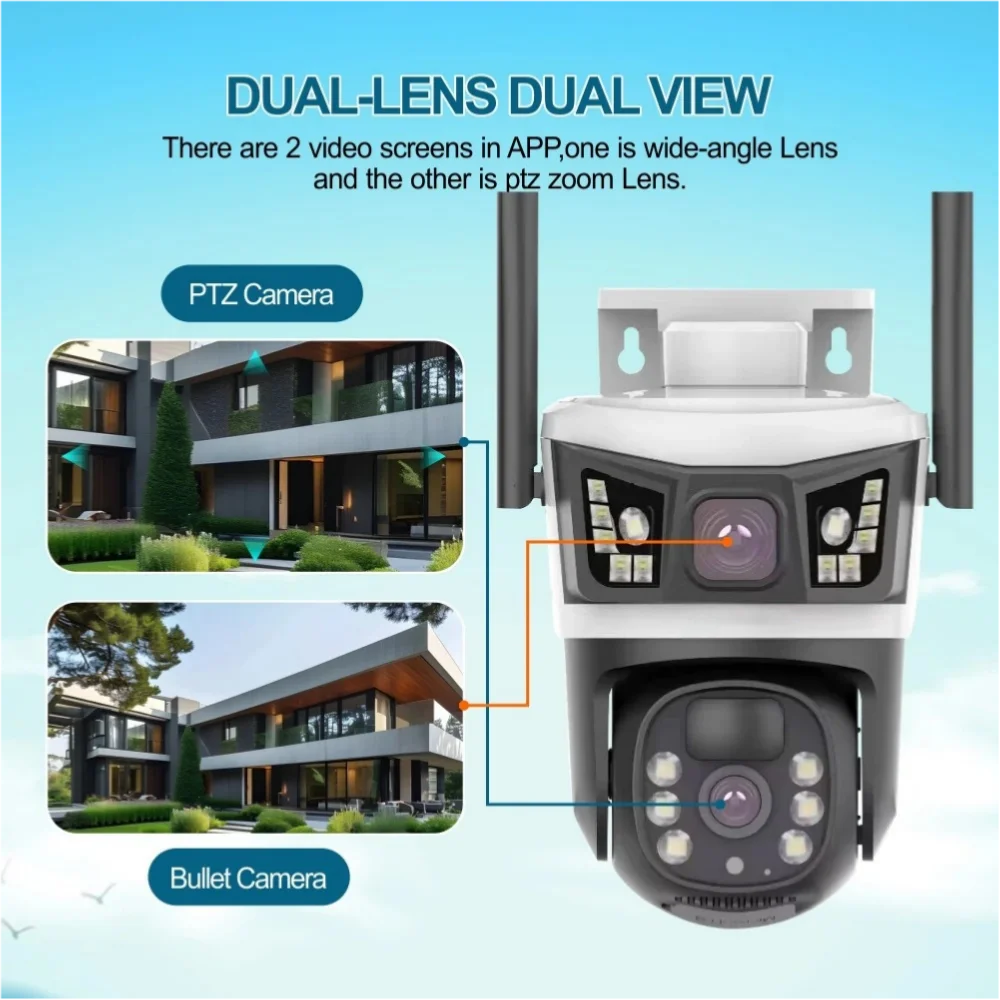 V380 WiFi Solar Digital Camera- Monitor Outdoor Dual Lens 10MP Security home wifi cameras With Red blue flashing warning light V380 WiFi Solar Digital Camera- Monitor Outdoor Dual Lens 10MP Security home wifi cameras With Red blue flashing warning light