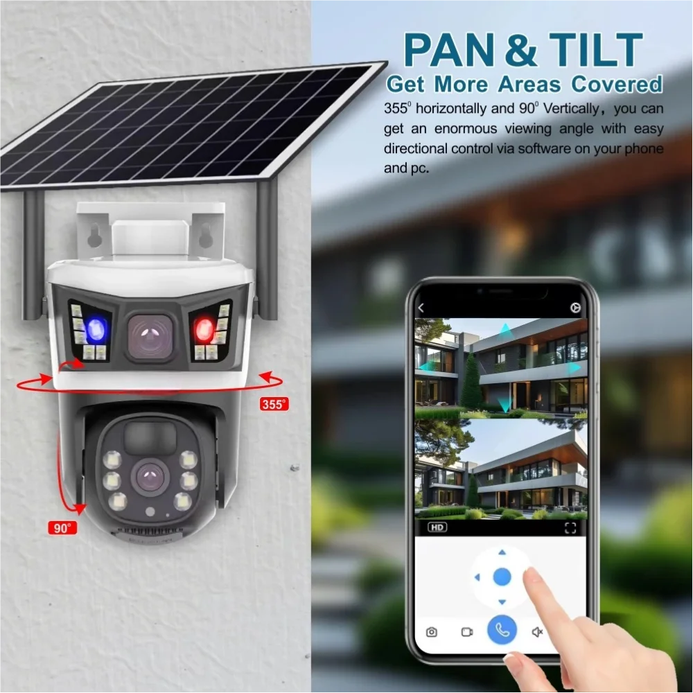 V380 WiFi Solar Digital Camera- Monitor Outdoor Dual Lens 10MP Security home wifi cameras With Red blue flashing warning light V380 WiFi Solar Digital Camera- Monitor Outdoor Dual Lens 10MP Security home wifi cameras With Red blue flashing warning light