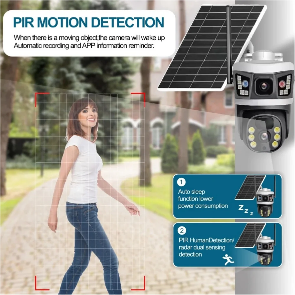 V380 WiFi Solar Digital Camera- Monitor Outdoor Dual Lens 10MP Security home wifi cameras With Red blue flashing warning light V380 WiFi Solar Digital Camera- Monitor Outdoor Dual Lens 10MP Security home wifi cameras With Red blue flashing warning light