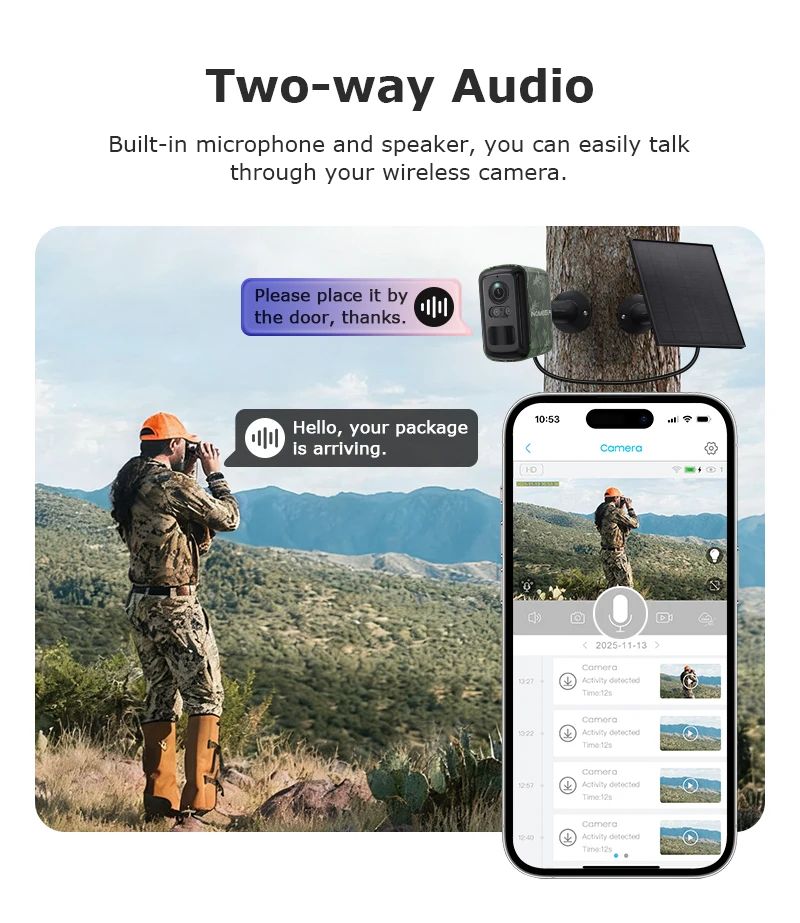 INQMEGA 5MP Solar 4G Camera Outdoor Surveillance Camouflage Color Security Mini  Camera PIR Detection Auto Tracking UBox APP