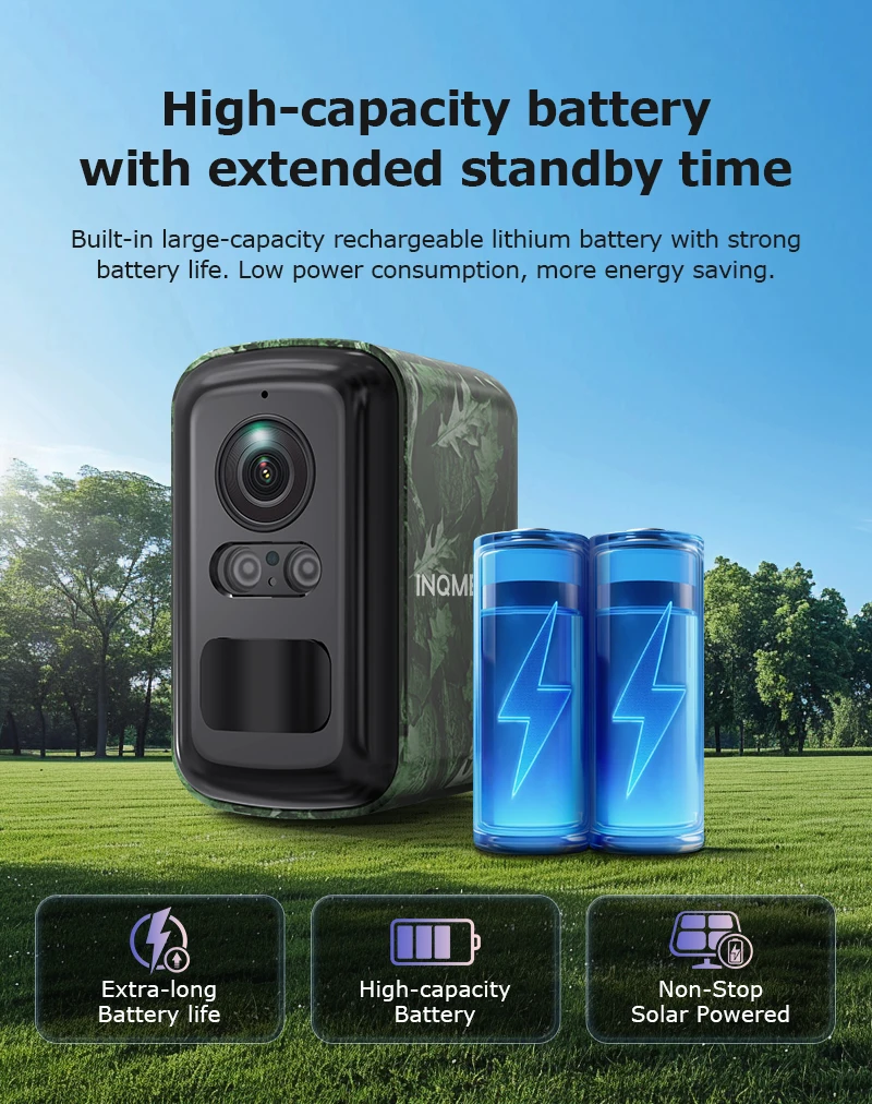 INQMEGA 5MP Solar 4G Camera Outdoor Surveillance Camouflage Color Security Mini  Camera PIR Detection Auto Tracking UBox APP