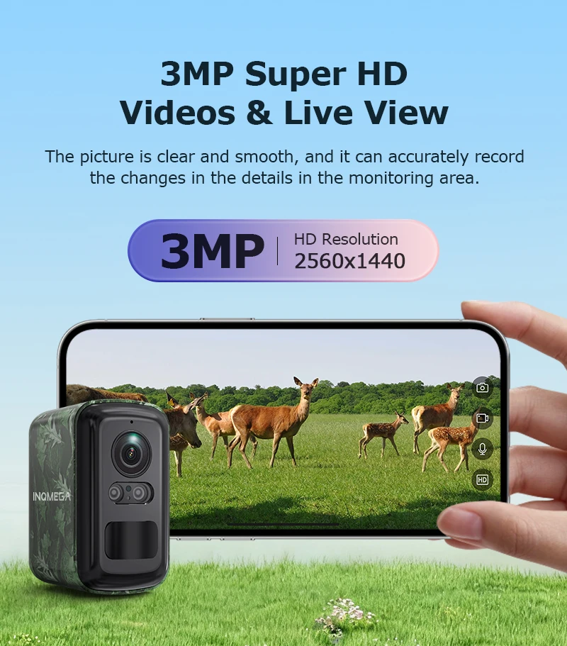 INQMEGA 5MP Solar 4G Camera Outdoor Surveillance Camouflage Color Security Mini  Camera PIR Detection Auto Tracking UBox APP